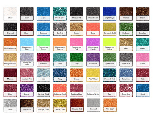Color swatches of Glitter Flake™ Heat Transfer Vinyl