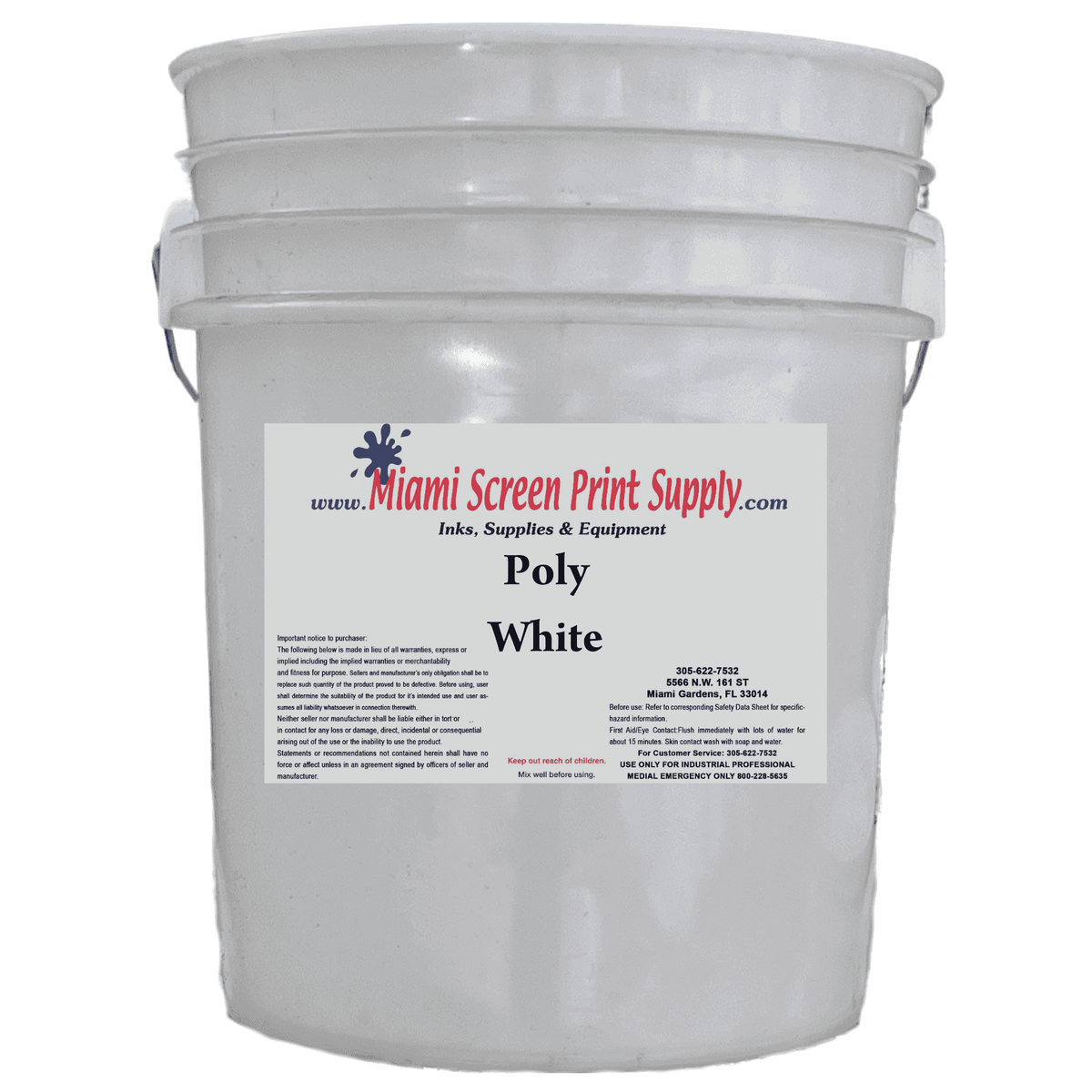 Large bucket of Poly White screen printing ink