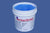 Image of a 1-gallon container of Bright Blue 018 plastisol ink with a label displaying the color name and size.
