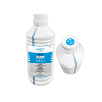 Cyan 1000ML DTF ink bottle with a close-up of the cap. Designed for vibrant and durable DTF printing results.