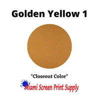 Plastisol Inks 5 Gallons - Golden Yellow 1 closeout ink for screen printers. Earthy yellow tone perfect for high-volume production.