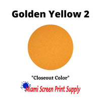 Plastisol Inks 5 Gallons - Golden Yellow 2 closeout screen printing ink. Bright yellow tone ideal for sunny, high-volume prints.