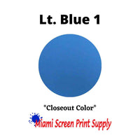 Plastisol Inks 5 Gallons - Lt. Blue 1 closeout ink for screen printers. Bright blue shade perfect for vibrant textile prints.