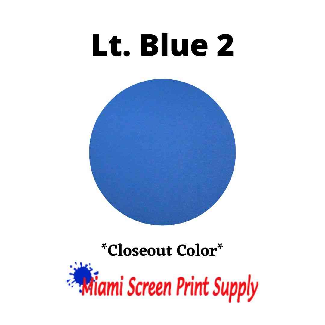 Plastisol Inks 5 Gallons - Lt. Blue 2 closeout color for screen printing. Smooth, vivid blue ideal for high-volume production.