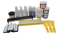 Ultimate Beginners Screen Printing Starter Kit by iami Screen Print featuring screens, squeegees, inks, cleaning supplies, and tools for easy screen printing.