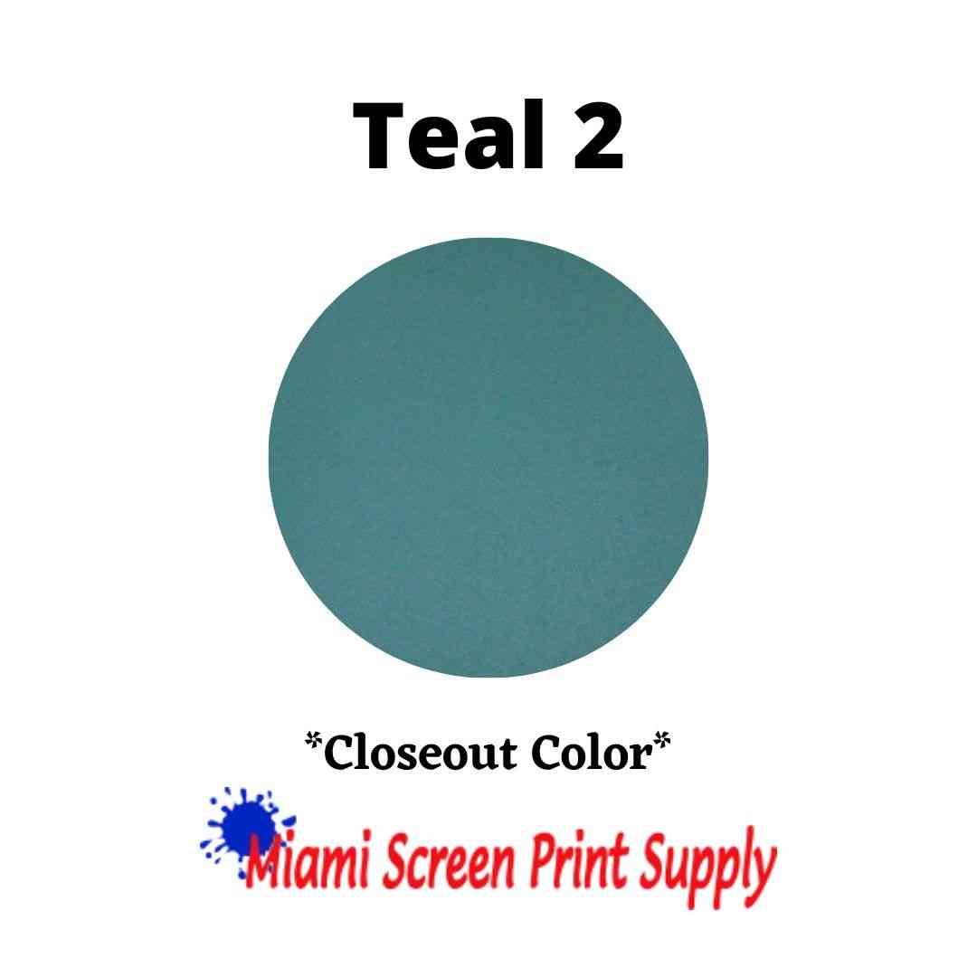 Plastisol Inks 5 Gallons - Teal 2 closeout color for screen printing. Subtle teal shade for consistent, large-scale production.