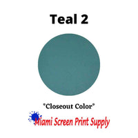 Plastisol Inks 5 Gallons - Teal 2 closeout color for screen printing. Subtle teal shade for consistent, large-scale production.