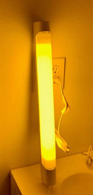 Darkroom safe light with a yellow glow, ideal for photo development. Easy to install and maintenance-free, available at Miami Screen Print Supply.